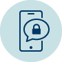 An icon of a message with a padlock on a phone representing the secured message option for contacting us.